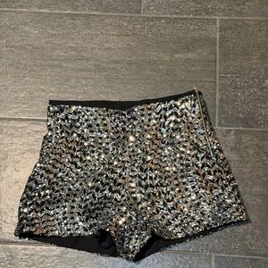 Zara Sequinned Black & Silver Shorts